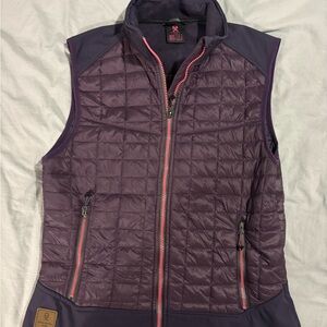 Women's Quilted Plum Vest with Pink Zip Accents
